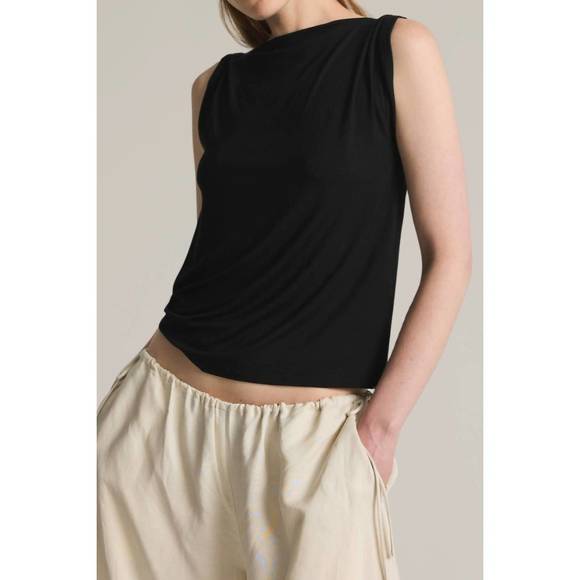 NEW MOD REF soft knit twist tank top in black - Picture 1 of 4